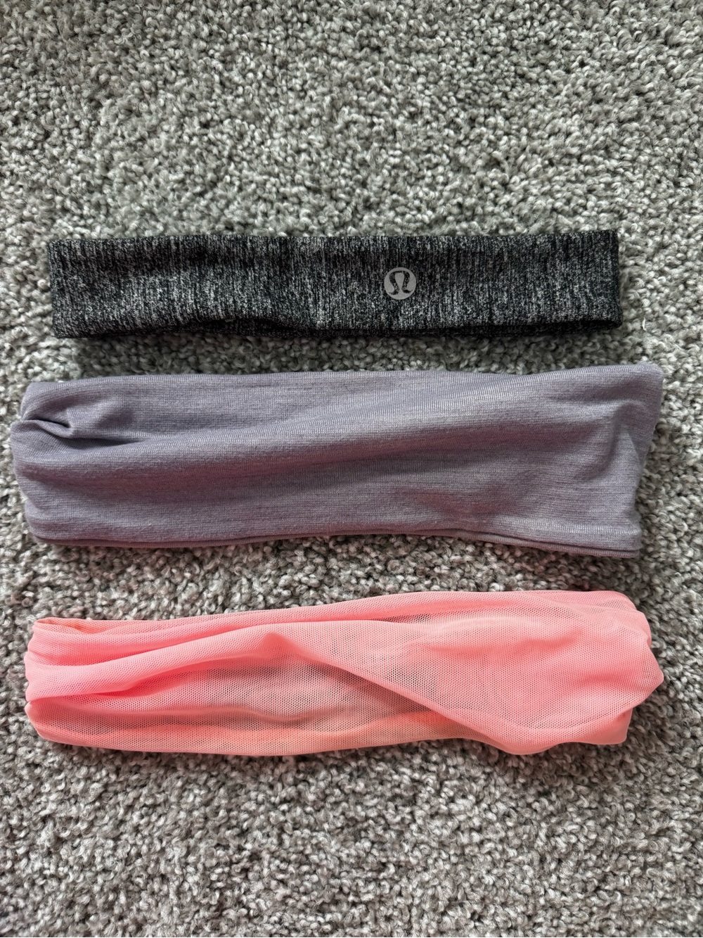 lululemon athletica Headbands in Charcoal, Gray, and Coral Pink